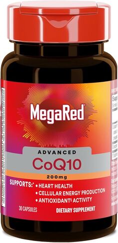 مكملات MegaRed Advanced CoQ10 - 200 مجم لكل جرعة، مضاد أكسدة قوي يدعم إنتاج الطاقة الخلوية ويحمي من الجذور الحرة* - 30 كبسولة من الإنزيم المساعد Q10، 30 وجبة in Kuwait
