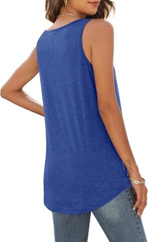 قمصان WIHOLL بدون أكمام للنساء، قمصان صيفية فضفاضة ورقبة على شكل حرف V بدون أكمام، عصرية in Kuwait