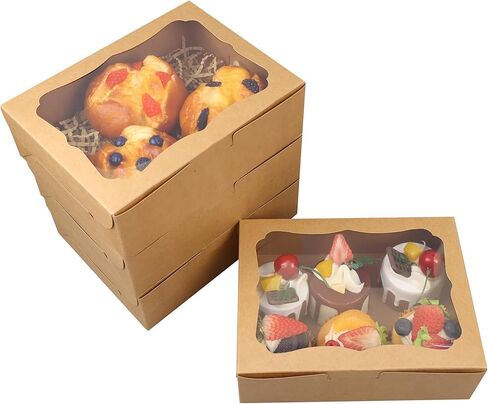 20pcs 8x6x2.5 Inch White Bakery Boxes Cookie Boxes with Window Treat Boxes Dessert Boxes for Cookie,Pastry,Macaron,Donut,Muffins,Chocolate,Cupcake and Candy Gift Giving in Kuwait