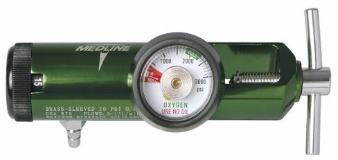 Medline HCS8708M Best-Valued Oxygen Regulators, Latex Free, 870 CGA Connection, 0 - 8 Liters per Minute, Brass Sleeve in Kuwait
