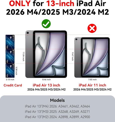 حالة Matekxy لـ iPad Air-13 بوصة M2-2024-الجيل السادس من حالات iPad مع المصد الواضح ، تدعم Pencil Pro ، رقيقة للغاية وخفيفة الوزن ، وشفاء شفاف نحيف ، وحماية صدمة وإسقاط ، واضحة ، واضحة ، واضحة ، واضحة. in Kuwait