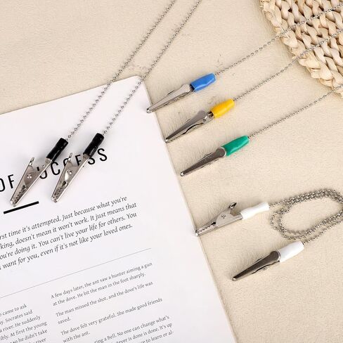 10pcs Dental Bib Holder Clip, 48cm/18.89in Napkin Alligator Holders with Chain Neck Lanyard for Restaurant Dental Assistant Student Hygiene Gifts Clinics Dentists Face Cover (5 Colors) in Saudi Arabia