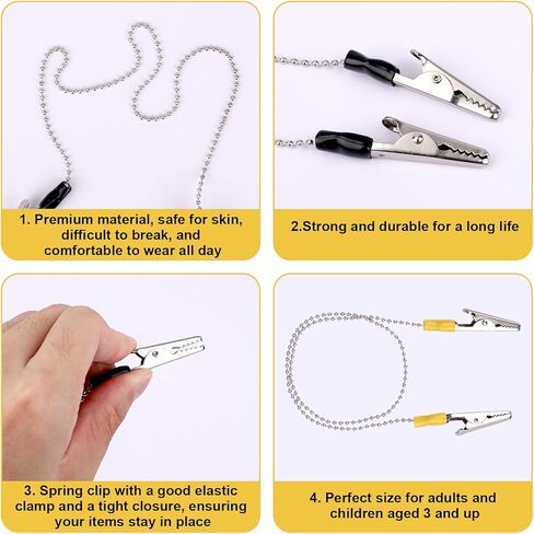 10pcs Dental Bib Holder Clip, 48cm/18.89in Napkin Alligator Holders with Chain Neck Lanyard for Restaurant Dental Assistant Student Hygiene Gifts Clinics Dentists Face Cover (5 Colors) in Saudi Arabia