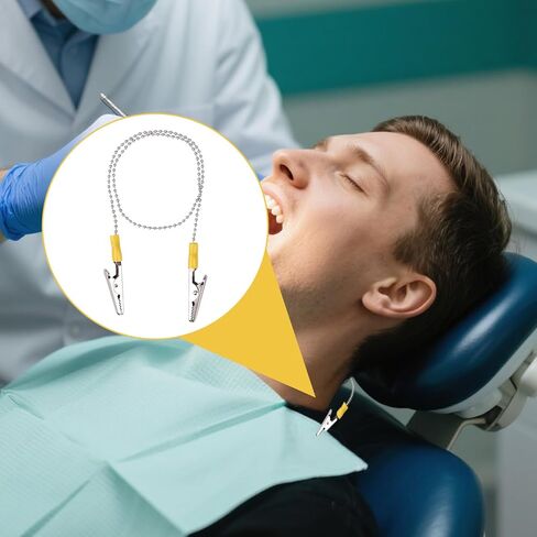 10pcs Dental Bib Holder Clip, 48cm/18.89in Napkin Alligator Holders with Chain Neck Lanyard for Restaurant Dental Assistant Student Hygiene Gifts Clinics Dentists Face Cover (5 Colors) in Saudi Arabia
