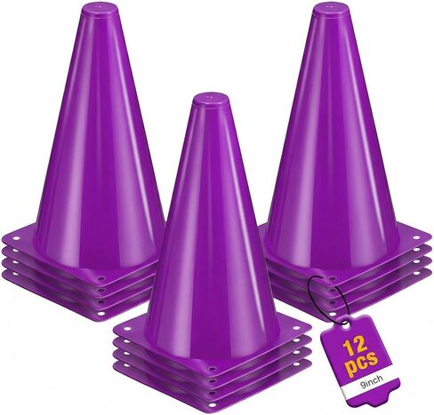 12pcs Cones 9 Inch Soccer Cones and Plastic Traffic Cones, Durable Cones for Sports Training, Ideal for Soccer, Basketball, Football, Skating, and Agility Drills Practice in Kuwait