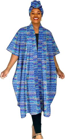 African Attire for Women Dashiki Kimono Cardigan Kaftan Plus Size Kente Wax Print Tops Ankara Caftan Robe One Size in Saudi Arabia