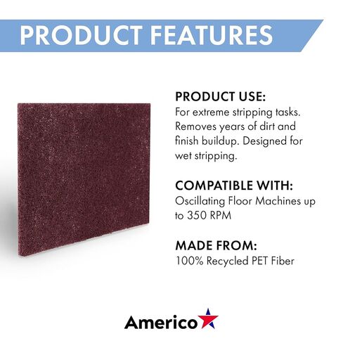 Americo Dominator Extra Heavy Duty Stripping Floor Pad, 14" x 20", 5 Pads/Case in Kuwait