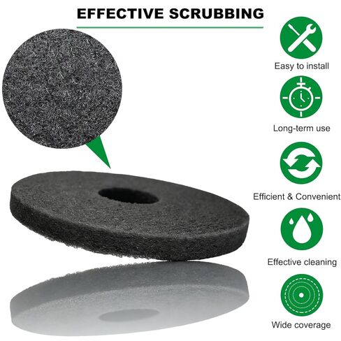 12" Cleaning Orbiter Pads - Commercial Floor Buffer Pads for Hardwood Floor Maintenance, Scrubbing, Polishing & Stripping - Compatible with Orbiter Machines (Black) in Saudi Arabia