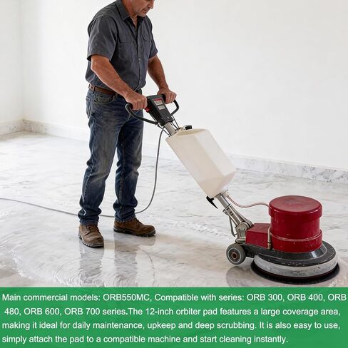 12" Cleaning Orbiter Pads - Commercial Floor Buffer Pads for Hardwood Floor Maintenance, Scrubbing, Polishing & Stripping - Compatible with Orbiter Machines (Black) in Saudi Arabia