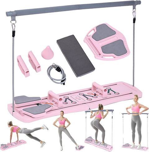 Pilates Board,Multi-Purpose 15 in 1 Foldable Pilates Reformer Board for Women Home Workout, Pilates Reformer Set，Foam Pad and Handle for Full Body Exercise in Saudi Arabia