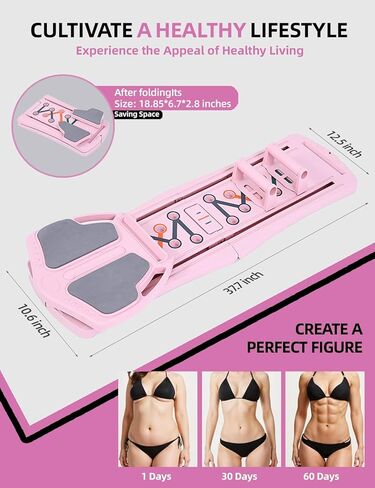 Pilates Board,Multi-Purpose 15 in 1 Foldable Pilates Reformer Board for Women Home Workout, Pilates Reformer Set，Foam Pad and Handle for Full Body Exercise in Saudi Arabia