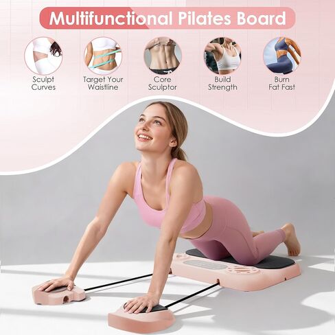 Pilates Board, 6-in-1 Pilates Reformer for Full Body & Core Workout, Portable Gym Equipment for Strength, Sculpting and Flexibility Training, Ideal for Women and Fitness Enthusiasts at Home in Kuwait