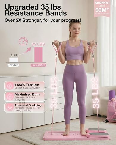 Pilates Board, Pilates Reformer Set Gifts for Women, New Upgraded Multi-Purpose Pilates Board for Home Workouts, Foldable Home Pilates Machine for Fitness, Exercise, Abs, Core Equipment in Saudi Arabia