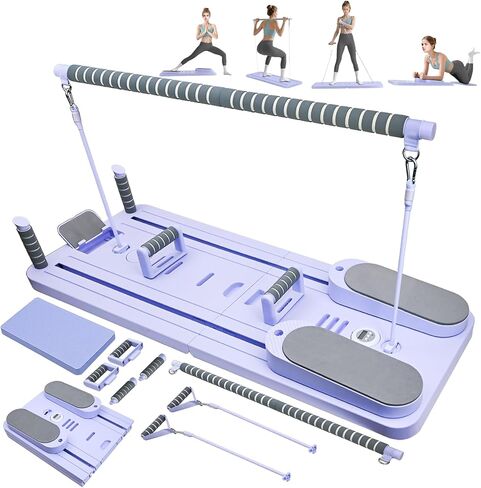 مجموعة بيلاتيس ريفورمر قابلة للطي، لوح بيلاتيس مع حامل هاتف، آلة بيلاتيس ريفورمر متعددة الأغراض، معدات لوح منزلق بيلاتيس منزلية محمولة للتمرين المنزلي، اللياقة البدنية، التمارين الرياضية، عضلات البطن in Kuwait