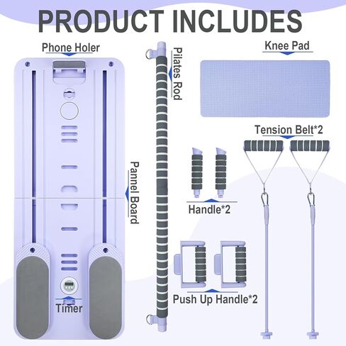 مجموعة بيلاتيس ريفورمر قابلة للطي، لوح بيلاتيس مع حامل هاتف، آلة بيلاتيس ريفورمر متعددة الأغراض، معدات لوح منزلق بيلاتيس منزلية محمولة للتمرين المنزلي، اللياقة البدنية، التمارين الرياضية، عضلات البطن in Kuwait