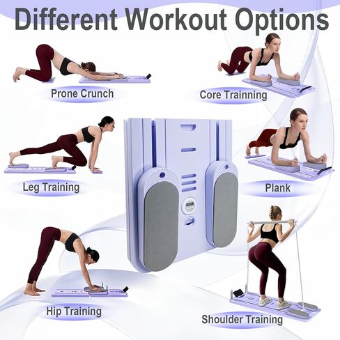 مجموعة بيلاتيس ريفورمر قابلة للطي، لوح بيلاتيس مع حامل هاتف، آلة بيلاتيس ريفورمر متعددة الأغراض، معدات لوح منزلق بيلاتيس منزلية محمولة للتمرين المنزلي، اللياقة البدنية، التمارين الرياضية، عضلات البطن in Kuwait