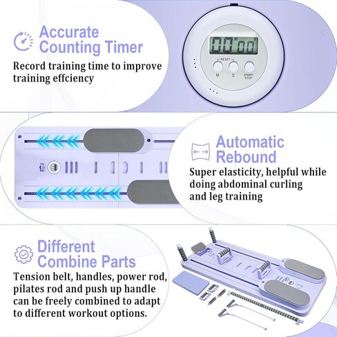 مجموعة بيلاتيس ريفورمر قابلة للطي، لوح بيلاتيس مع حامل هاتف، آلة بيلاتيس ريفورمر متعددة الأغراض، معدات لوح منزلق بيلاتيس منزلية محمولة للتمرين المنزلي، اللياقة البدنية، التمارين الرياضية، عضلات البطن in Kuwait