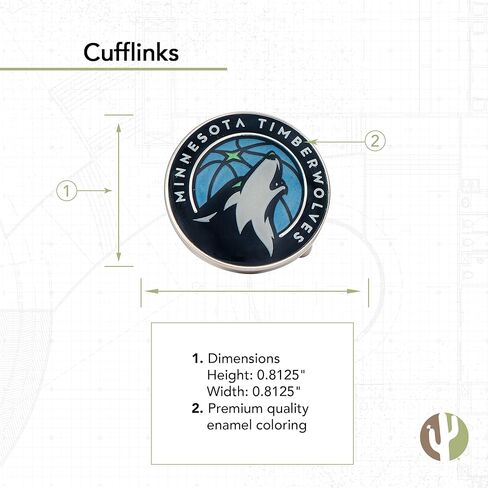أزرار الأكمام من Desert Cactus Minnesota Timberwolves شعار فريق NBA ملابس رسمية للاتحاد الوطني لكرة السلة (أزرار الأكمام) in Saudi Arabia