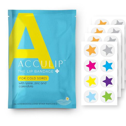 رقعة القرحة الباردة ليسين علاج القرحة الباردة للشفاه، بديل بلسم الشفاه ليسين لتخفيف التهدئة، رقعة بثور الحمى الطبية، إل-ليسين، الزنك والآذريون، تصميم على شكل نجمة in Kuwait