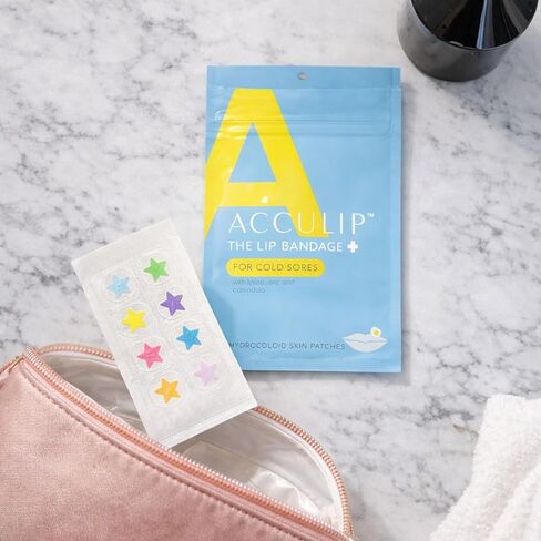 رقعة القرحة الباردة ليسين علاج القرحة الباردة للشفاه، بديل بلسم الشفاه ليسين لتخفيف التهدئة، رقعة بثور الحمى الطبية، إل-ليسين، الزنك والآذريون، تصميم على شكل نجمة in Kuwait