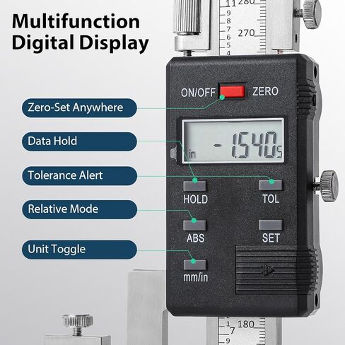 Digital Height Gauge 0.01mm/0.0005", ABS/INC Modes, Tolerance Alert, 0.0005" Resolution, Range 300mm/12" in Kuwait