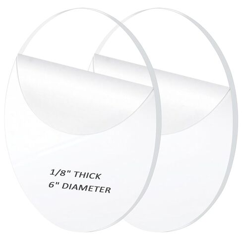 قطعتان من ورقة أكريليك دائرية شفافة مقاس 1/8 بوصة، ورقة زجاج شبكي بقطر 6 بوصة، مستديرة لأقراص الكيك، سطح طاولة زجاج شبكي، خلفيات أكريليك وحرف مشاريع العرض اليدوية in Kuwait