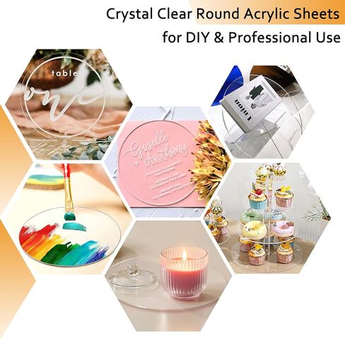 قطعتان من ورقة أكريليك دائرية شفافة مقاس 1/8 بوصة، ورقة زجاج شبكي بقطر 6 بوصة، مستديرة لأقراص الكيك، سطح طاولة زجاج شبكي، خلفيات أكريليك وحرف مشاريع العرض اليدوية in Kuwait