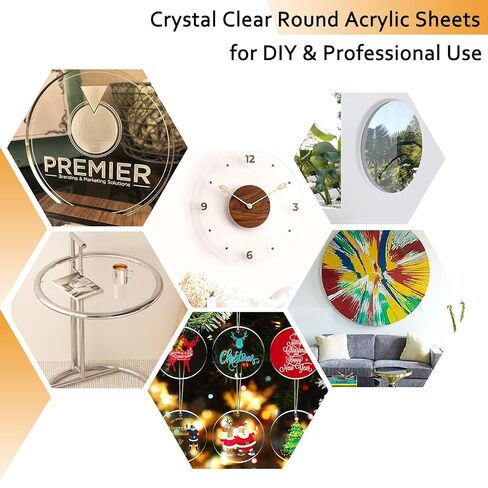 قطعتان من ورقة أكريليك دائرية شفافة مقاس 1/8 بوصة، ورقة زجاج شبكي بقطر 6 بوصة، مستديرة لأقراص الكيك، سطح طاولة زجاج شبكي، خلفيات أكريليك وحرف مشاريع العرض اليدوية in Kuwait