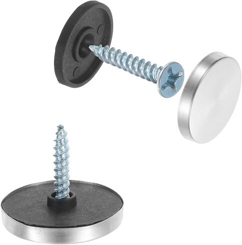 uxcell 36pcs Screw Covers Caps, 30mm Dia Stainless Steel Mirror Screws Decorative Cover Caps Nails Convex Gasket Mirror Screw Fasteners for Sign Advertising Hardware Construction, Silver in Saudi Arabia