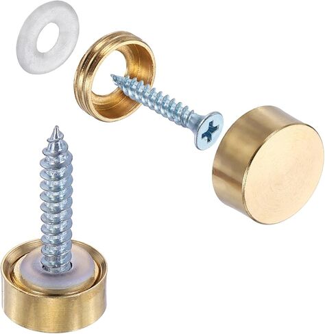 uxcell 6Pcs Screw Covers Caps, Brass Mirror Screws Decorative Caps Cover Nail Fasteners for Sign Advertising Hardware Construction, 12mm Diameter, Polished Copper in Saudi Arabia