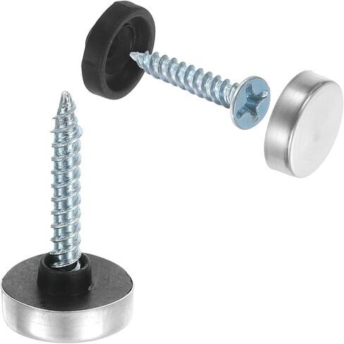 uxcell 36pcs Screw Covers Caps, 30mm Dia Stainless Steel Mirror Screws Decorative Cover Caps Nails Convex Gasket Mirror Screw Fasteners for Sign Advertising Hardware Construction, Silver in Saudi Arabia