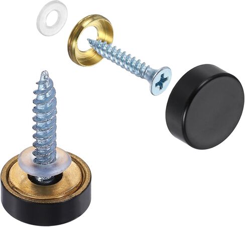 uxcell 6Pcs Screw Covers Caps, Brass Flat Mirror Screws Decorative Caps Cover Nail Fasteners for Sign Advertising Hardware Construction, 10mm Diameter, Polished Gold in Saudi Arabia