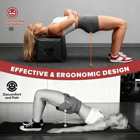 مقعد دفع الورك، صندوق دفع الورك متعدد الوظائف لصالة الألعاب الرياضية المنزلية، جهاز دفع الورك غير قابل للانزلاق لجسر الغلوت، معدات تمرين الغلوت لتدريب القوة الأساسية in Kuwait