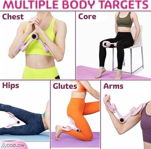 Cozlow - Leg / Thigh Trainer - Multifunctional Exerciser and Muscle Toning / Strengthening Device with Adjustable Grippers for Pelvic Floor, Hip, Glutes, Arms Workout - Kegel Exercise, Leg Squeezer in Kuwait