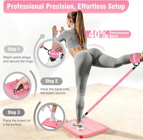 معدات تمارين الغلوت، معدات تمرين الساق والورك للنساء، أشرطة مقاومة مع أشرطة للكاحل ولوحة تمرين للياقة البدنية في صالة الألعاب الرياضية المنزلية، الركلات، دفعات الورك، تدريب الجزء السفلي من الجسم in Kuwait