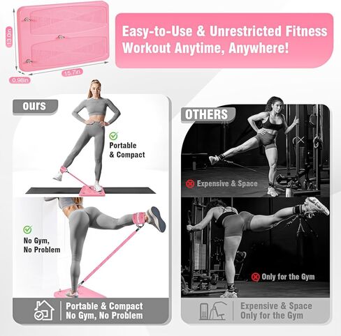 معدات تمارين الغلوت، معدات تمرين الساق والورك للنساء، أشرطة مقاومة مع أشرطة للكاحل ولوحة تمرين للياقة البدنية في صالة الألعاب الرياضية المنزلية، الركلات، دفعات الورك، تدريب الجزء السفلي من الجسم in Kuwait