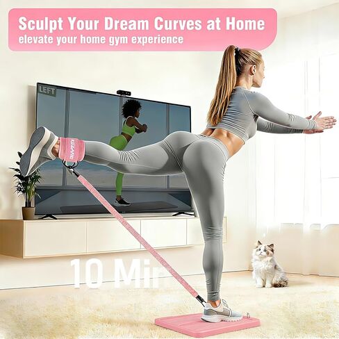 معدات تمارين الغلوت، معدات تمرين الساق والورك للنساء، أشرطة مقاومة مع أشرطة للكاحل ولوحة تمرين للياقة البدنية في صالة الألعاب الرياضية المنزلية، الركلات، دفعات الورك، تدريب الجزء السفلي من الجسم in Kuwait