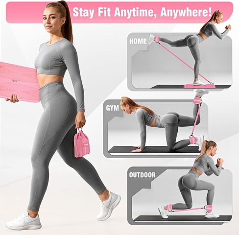 معدات تمارين الغلوت، معدات تمرين الساق والورك للنساء، أشرطة مقاومة مع أشرطة للكاحل ولوحة تمرين للياقة البدنية في صالة الألعاب الرياضية المنزلية، الركلات، دفعات الورك، تدريب الجزء السفلي من الجسم in Kuwait