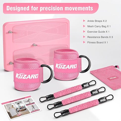 معدات تمارين الغلوت، معدات تمرين الساق والورك للنساء، أشرطة مقاومة مع أشرطة للكاحل ولوحة تمرين للياقة البدنية في صالة الألعاب الرياضية المنزلية، الركلات، دفعات الورك، تدريب الجزء السفلي من الجسم in Kuwait