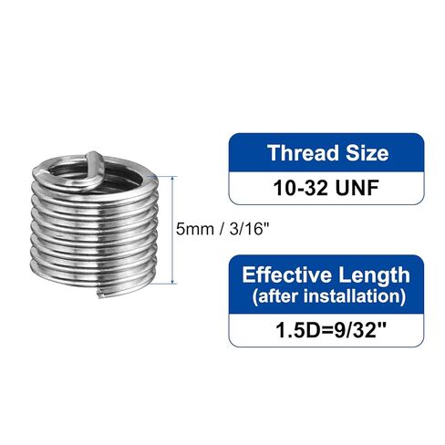 uxcell 50pcs Wire Thread Inserts 10-32 UNF 1.5D(9/32") 304 Stainless Steel Helical Type Coiled Thread Repair Kit Wire Screw Threaded Sleeve Sheath for Mechanical Equipment in Saudi Arabia