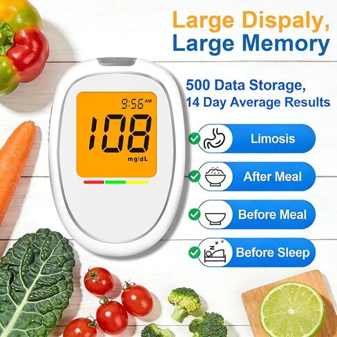 طقم مراقبة جلوكوز الدم، طقم اختبار سكر الدم مع 50 شريط اختبار سكر الدم، 50 مشرط، 1 جهاز قياس جلوكوز الدم، 1 جهاز وخز، لا يتطلب ترميز، طقم جهاز قياس جلوكوز الدم لاختبار مرض السكري للاستخدام في المنزل/السفر in Kuwait