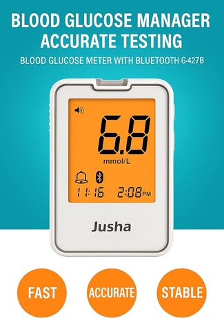 G-427B Bluetooth Blood Glucose Monitor Kit With Free APP - No Coding, 0.7µL Blood Sample, 5s Test, Large Backlit Display with 100 Strips &100 Lancets in Saudi Arabia