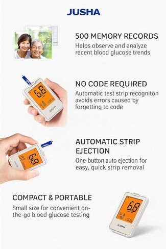 G-427B Bluetooth Blood Glucose Monitor Kit With Free APP - No Coding, 0.7µL Blood Sample, 5s Test, Large Backlit Display with 100 Strips &100 Lancets in Saudi Arabia