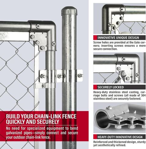 4 Pack Stainless Steel Chain Link Fence Gate Corners, for 1-3/8" x 1-3/8" Outdoor Diameter Pipe, Gate Elbow with 90 Degree Angle Design,Chan Link Fence Parts in Saudi Arabia