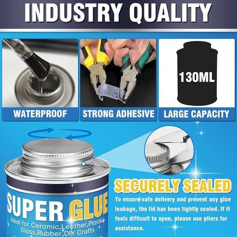 صمغ فائق، صمغ فائق لجميع الأغراض، 130 مل غراء شفاف عالي القوة مع فرشاة، غراء سيانوأكريليت سريع الجفاف للخشب والمطاط والجلود والبلاستيك والمعادن والحرف اليدوية والمزيد in Kuwait
