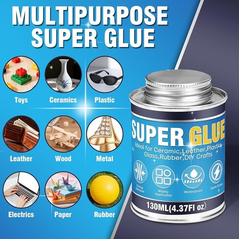 صمغ فائق، صمغ فائق لجميع الأغراض، 130 مل غراء شفاف عالي القوة مع فرشاة، غراء سيانوأكريليت سريع الجفاف للخشب والمطاط والجلود والبلاستيك والمعادن والحرف اليدوية والمزيد in Kuwait