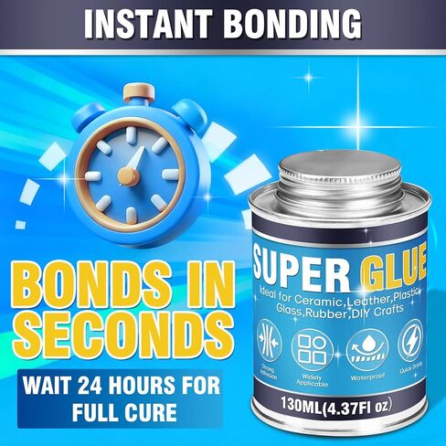 صمغ فائق، صمغ فائق لجميع الأغراض، 130 مل غراء شفاف عالي القوة مع فرشاة، غراء سيانوأكريليت سريع الجفاف للخشب والمطاط والجلود والبلاستيك والمعادن والحرف اليدوية والمزيد in Kuwait