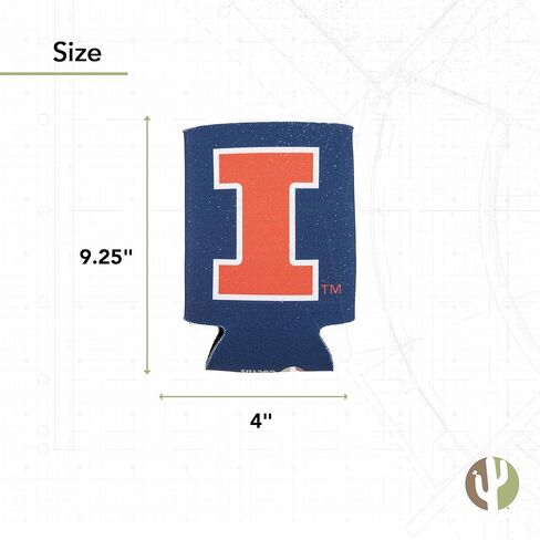 Desert Cactus University of Illinois Can Insulator Fighting Illini U of I Beverage Cooler 1 Pack Foam 12oz Can Holder Single Sided (Design A) in Saudi Arabia