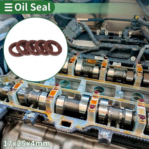 Universal Oil Seal TC Double Lip W Steel Spring Seal Ring Rotary Shaft Seal 17x25x4mm High Pressure FKM Rubber Brown 5 Pcs in Saudi Arabia