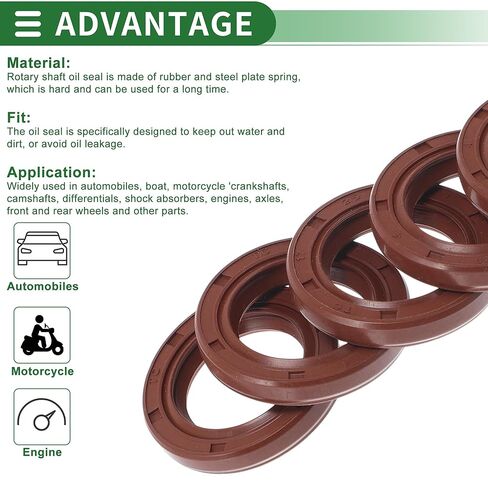 Universal Oil Seal TC Double Lip W Steel Spring Seal Ring Rotary Shaft Seal 17x25x4mm High Pressure FKM Rubber Brown 5 Pcs in Saudi Arabia